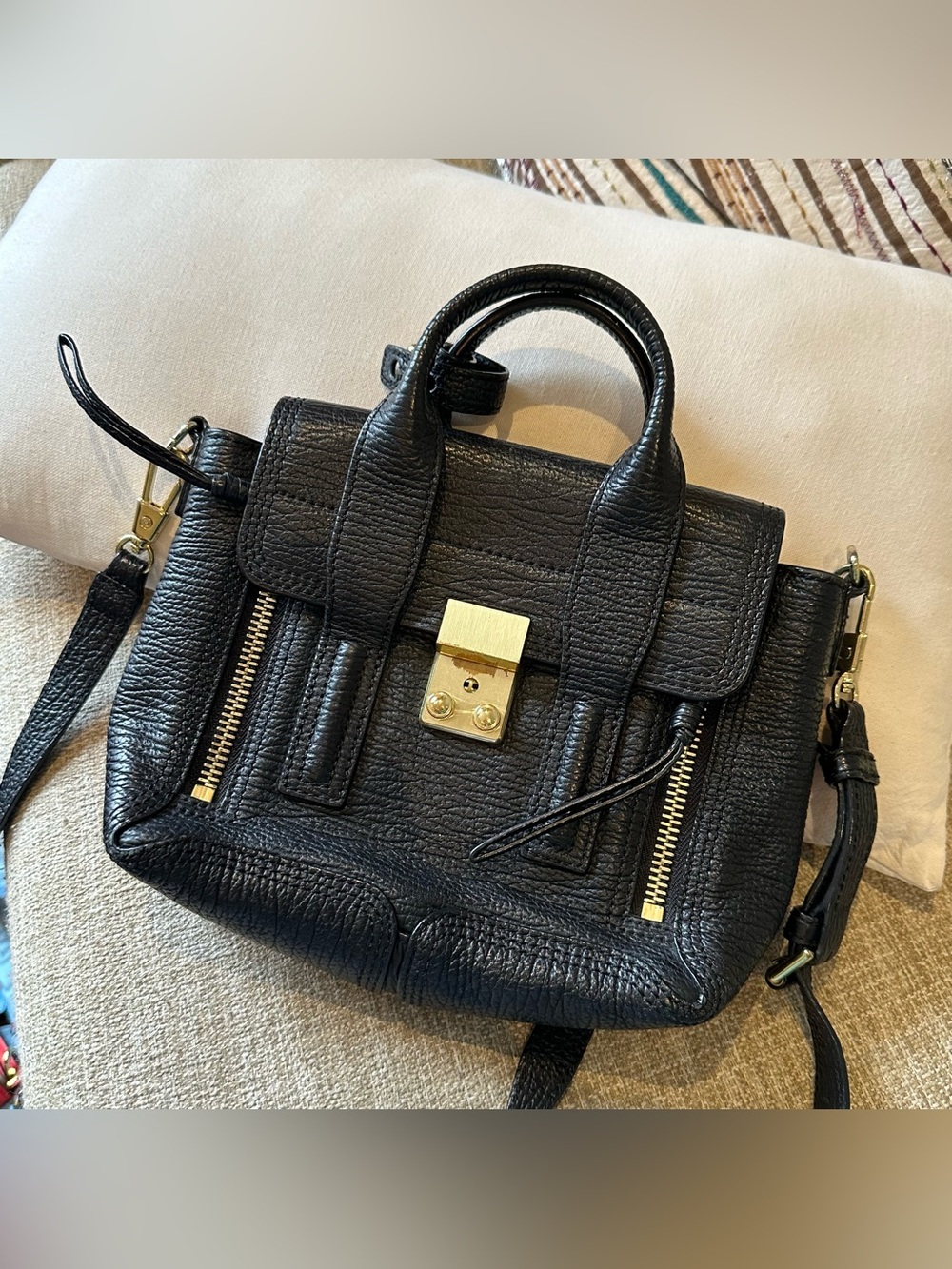 3.1 Phillip Lim Mini Pashli Satchel Top Handle Crossbody Bag Black Leather